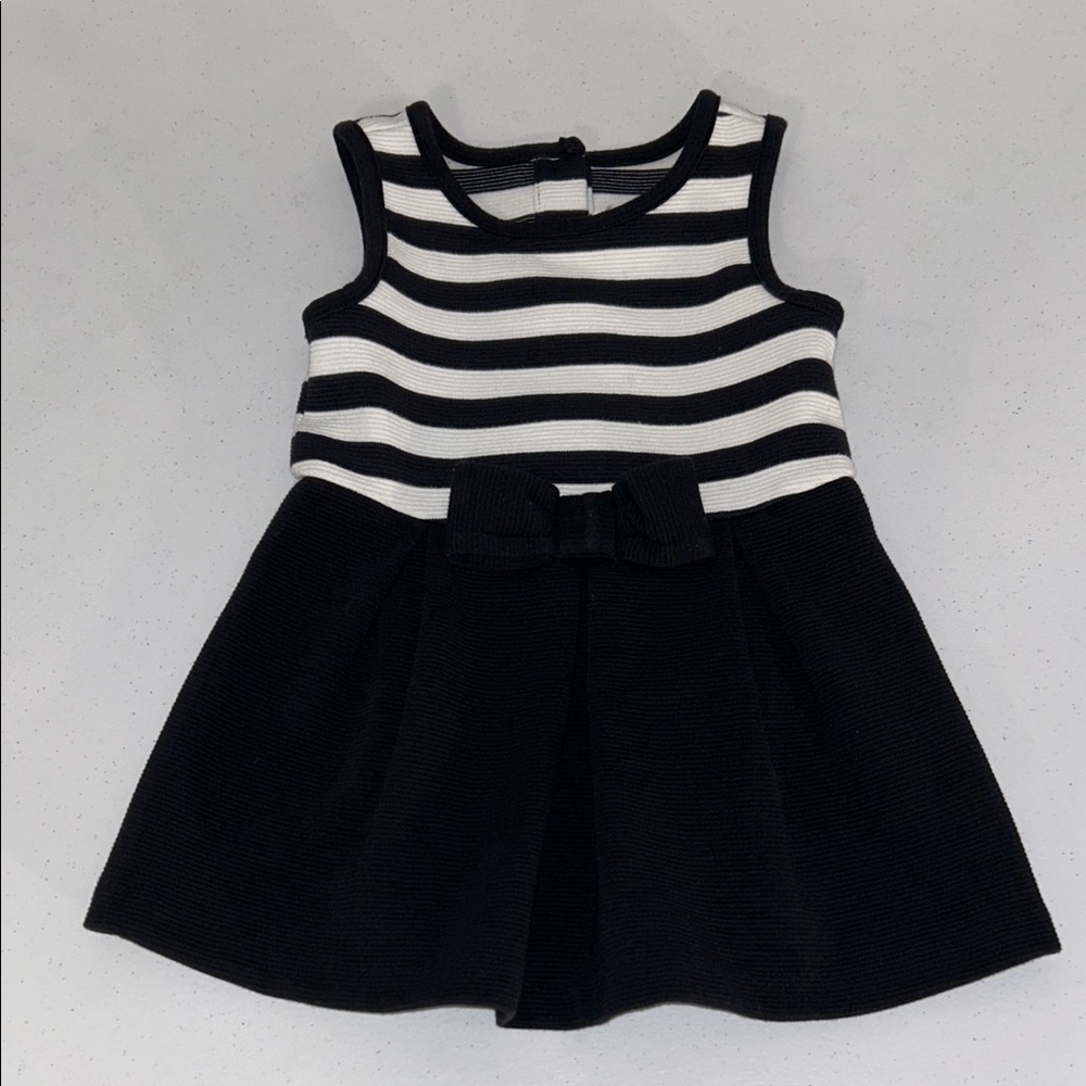 Janie and Jack Baby Girl Black and White Bow Dress Size 18-24 Months